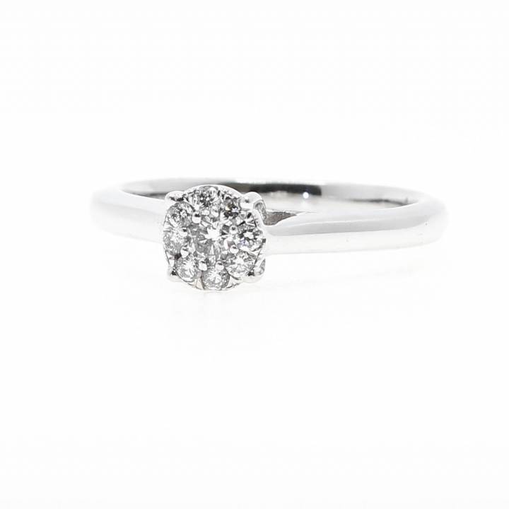18ct White Gold Diamond Cluster Ring Total 0..20ct