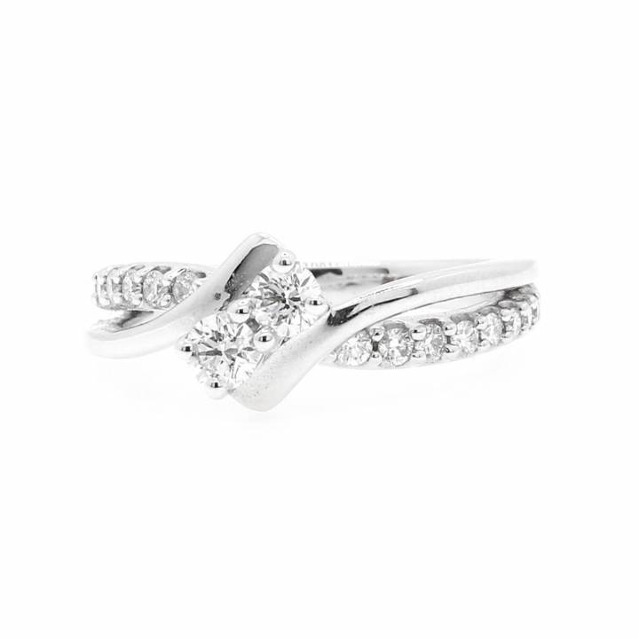18ct White Gold Diamond 2 Stone Twist & Shoulders Total 0.50ct 0526247