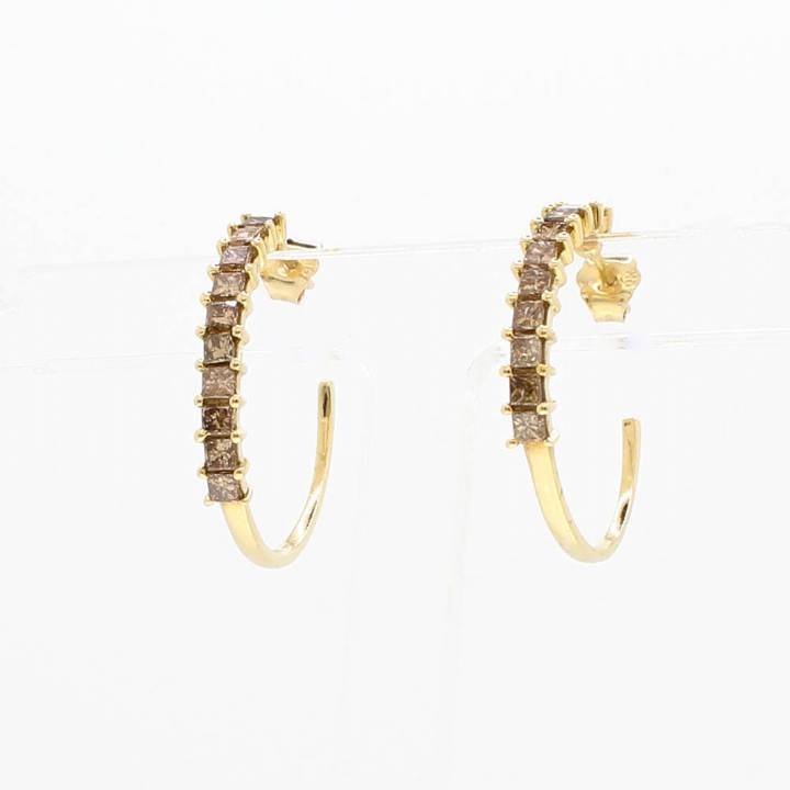 Pre-Owned 9ct Yellow Gold Diamond Hoop Earrings Total 1.50ct 7113313
