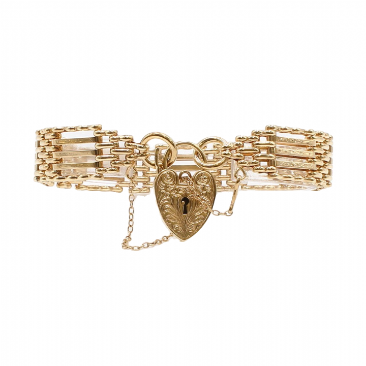 9ct Yellow Gold Heart Gate Bracelet 7  Ramsdens Jewellery