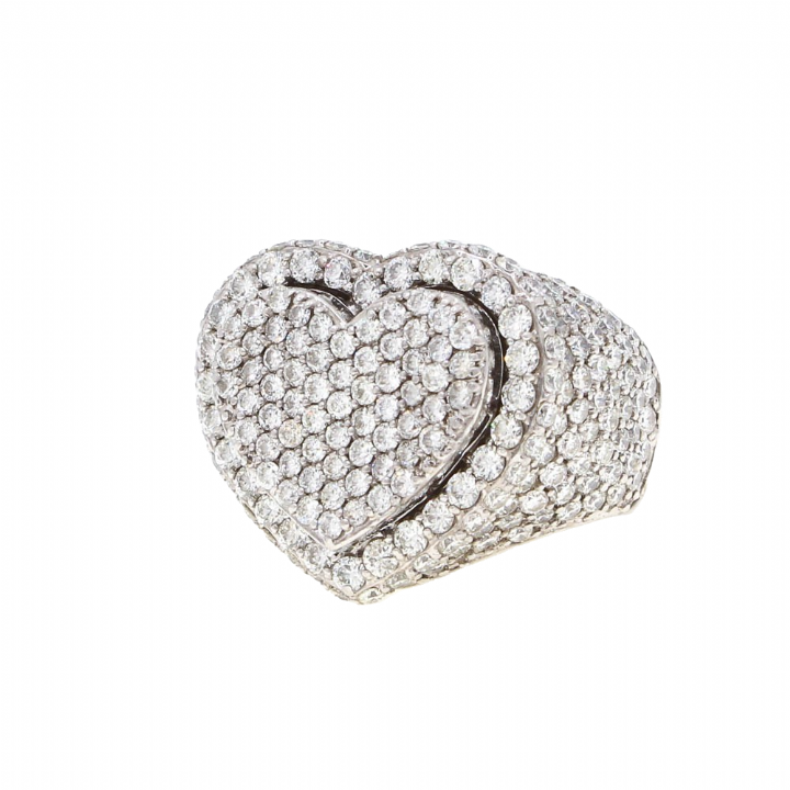 Pre-Owned 18ct White Gold Diamond Cluster Heart Ring 4.09ct