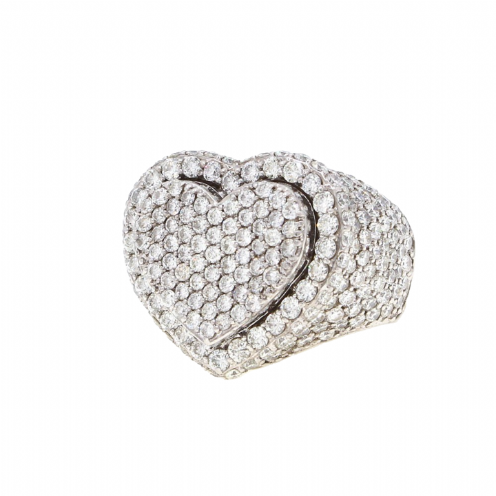 Pre-Owned 18ct White Gold Diamond Cluster Heart Ring 4.09ct 1605634