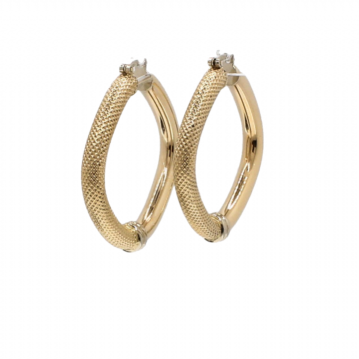 Pre-Owned 9ct Yellow Gold Textured Square Hoop Earrings 1513349