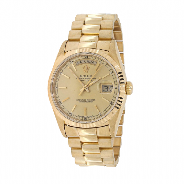 Pre-Owned 36mm Rolex 18ct Day-Date Watch, Champagne Dial 18238