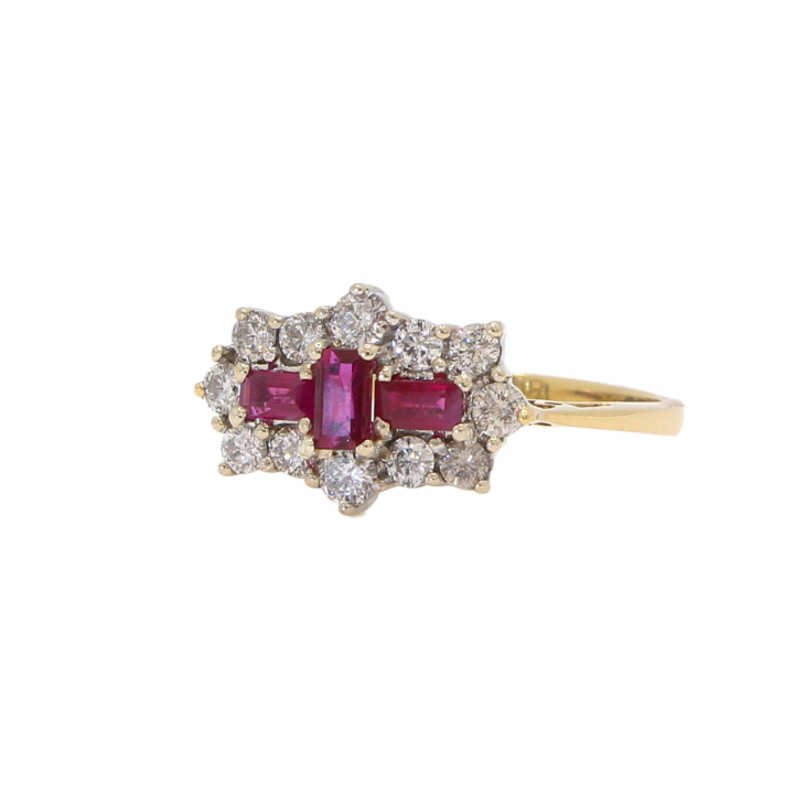Pre-Owned 18ct Gold Diamond & Ruby Cluster Ring Total 0.60ct 1609142