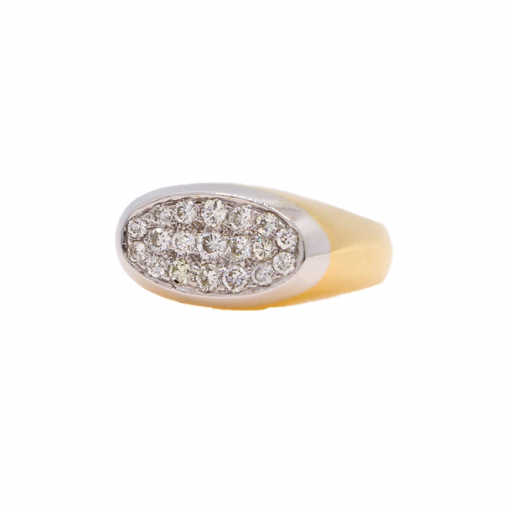 Pre-Owned 18ct Yellow Gold Gents Diamond Oval Ring 0.65ct Total 1602079