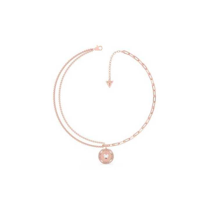 Guess Rose Gold Colour Double Chain & Coin Necklace Was £49 1401825
