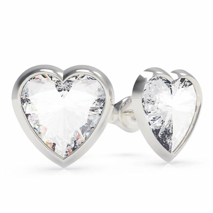 Guess Silver Colour Stone Set Heart Stud Earrings Was £39