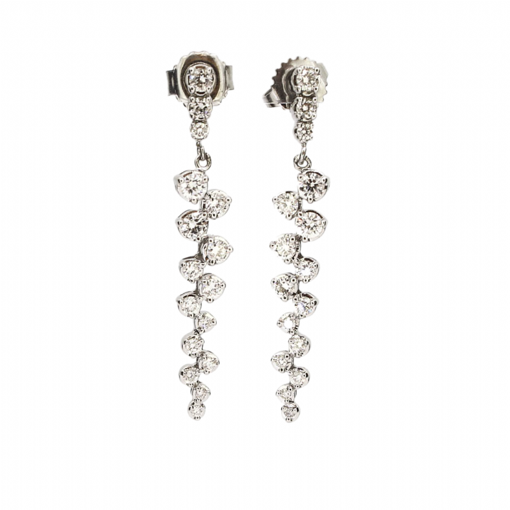 Pre-owned 18ct White Gold Diamond Drop Earrings Total 0.90ct