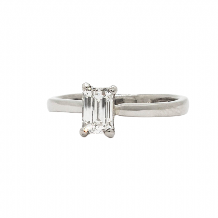 Pre-Owned Platinum Emerald Cut Diamond Solitaire Ring 0.70ct 1601534