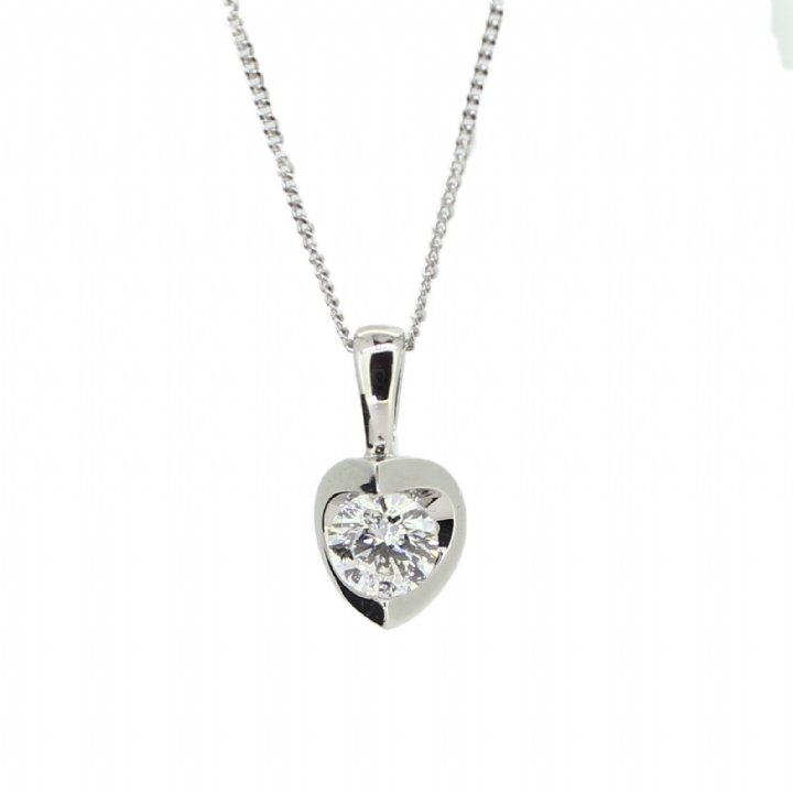 9ct White Gold Diamond Solitaire Pendant & Chain 0.25ct