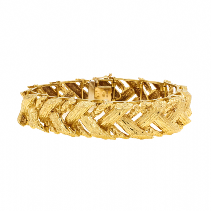Pre-Owned 9ct Yellow Gold Barked Bracelet 1515499