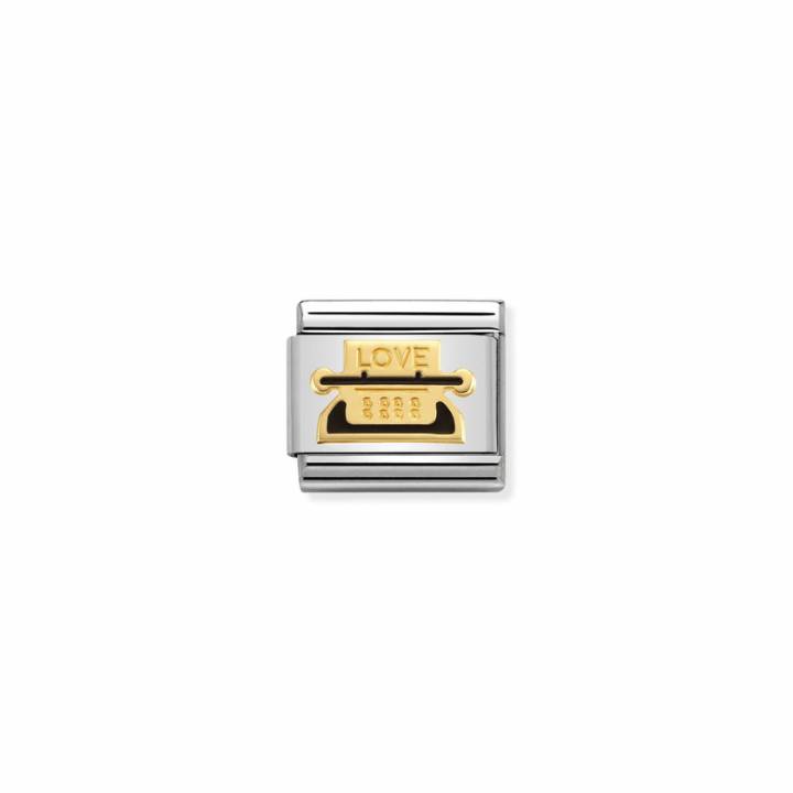 Nomination Steel & 18ct Gold Black Enamel Typewriter Charm 2402111