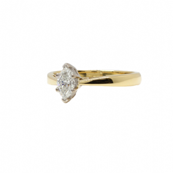 Pre-Owned Yellow Gold Diamond Marquise Solitaire Ring 0.40ct