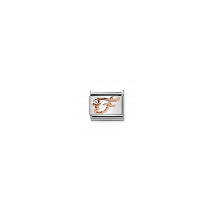 Nomination Steel & Rose Colour Gold CZ Initial 'F' Charm