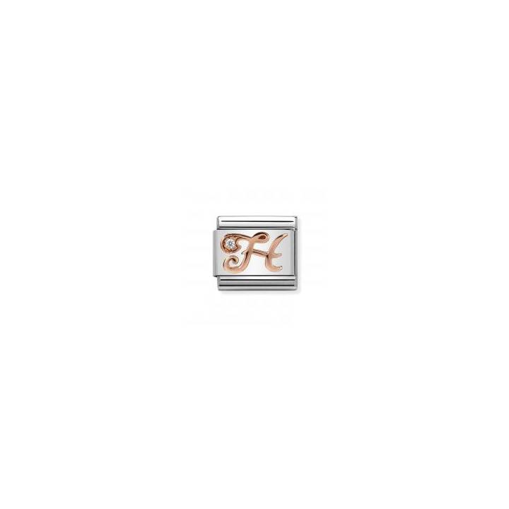 Nomination Steel & Rose Colour Gold CZ Initial 'H' Charm 2402062