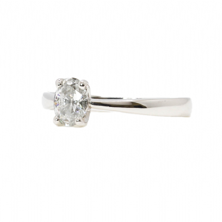 Pre-Owned Platinum Oval Diamond Solitaire Ring 0.40ct