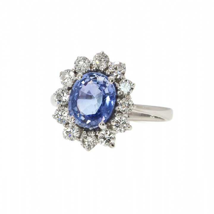 Pre-Owned 18ct Gold Diamond & Sapphire Cluster Ring Total 0.60ct