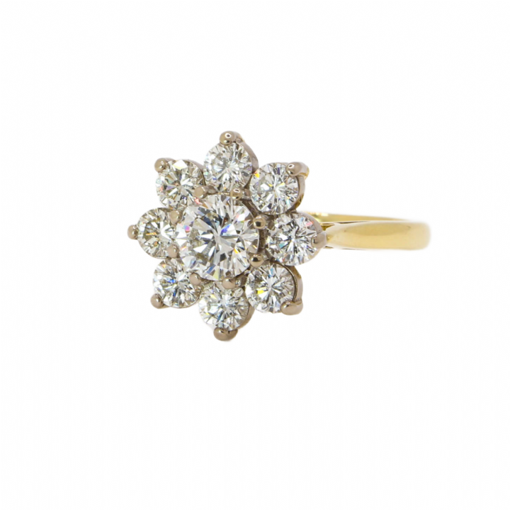 Pre-Owned 18ct Yellow Gold Diamond Cluster Ring Total 2.05ct