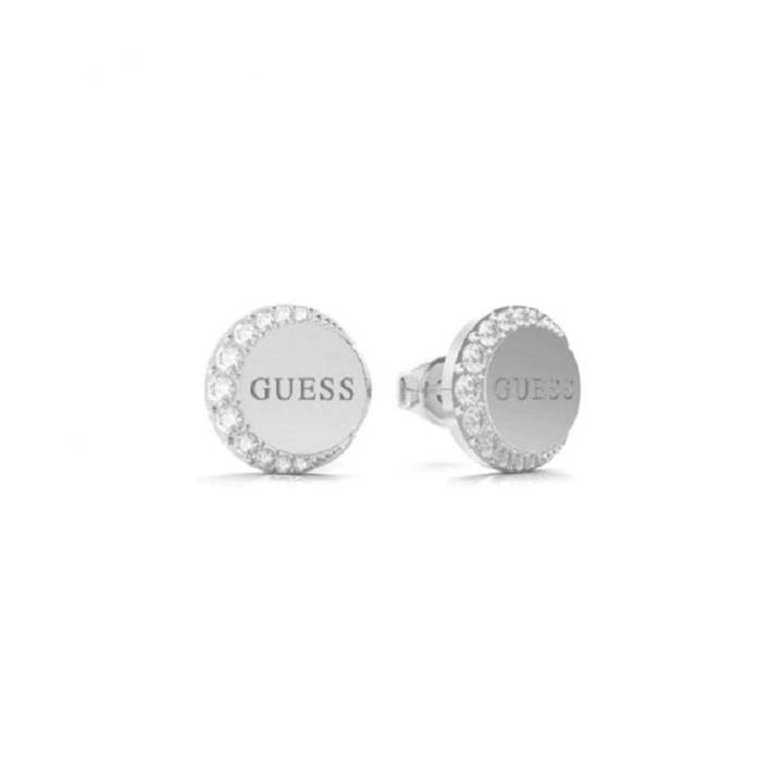 Guess Silver Tone Pave Coin Stud Earrings, Was £29 1401849
