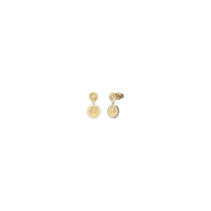 Guess Gold Tone Lotus Circle Drop Stud Earrings, Was £39 1401873