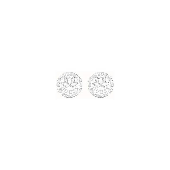 Guess Silver Tone Lotus Circle Stud Earrings, Was £29 1401874