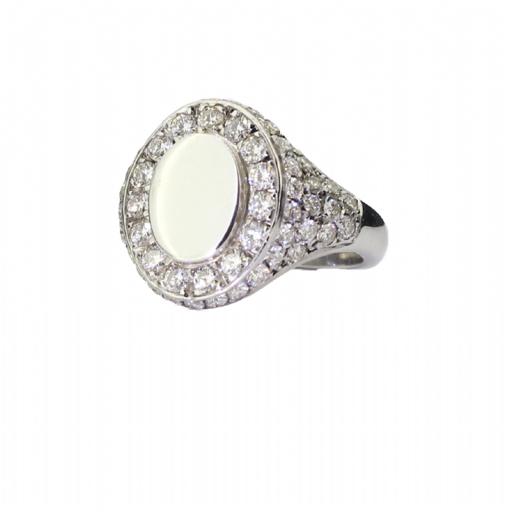 Pre-Owned  Gents 9ct White Gold Diamond Signet Ring, 1.35ct 1602031