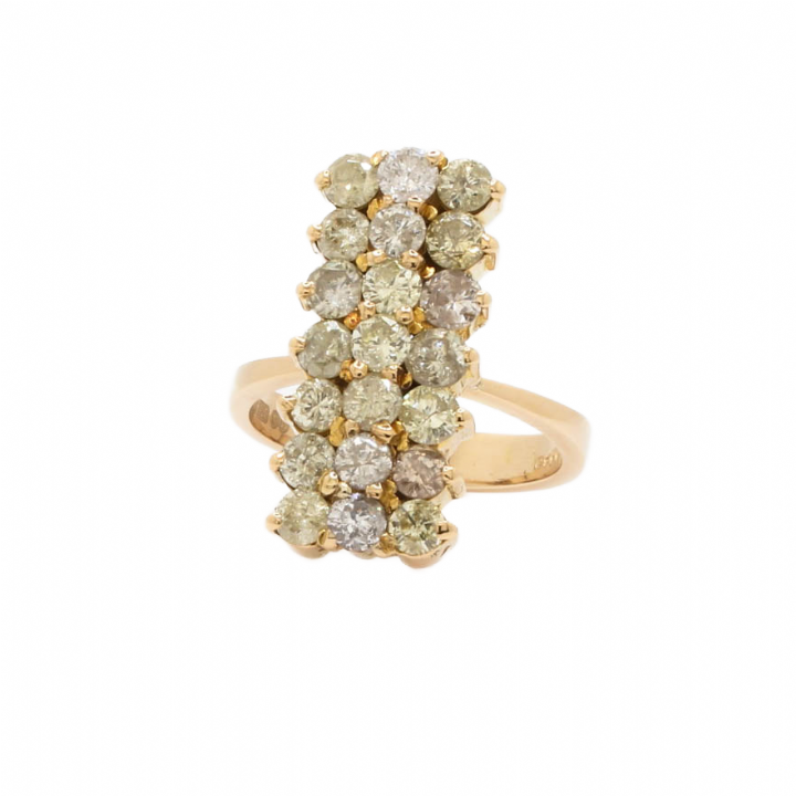 Pre-Owned 14ct Yellow Gold Diamond Cluster Ring 1.68ct Total