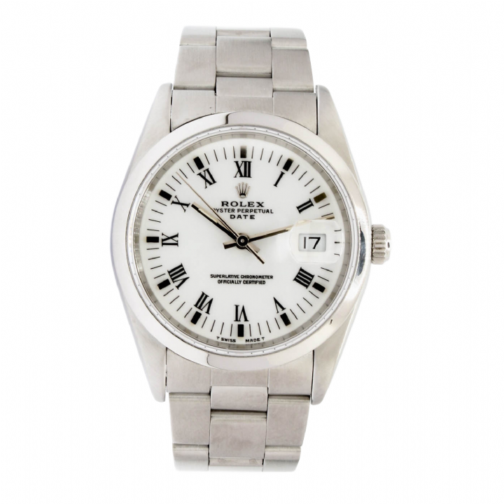 Pre-Owned 34mm Rolex Date Watch, White Dial 15200 1701688