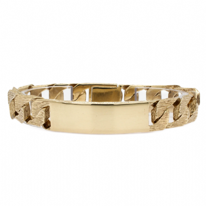 Pre-Owned 9ct Yellow Gold Barked I.D. Bracelet
