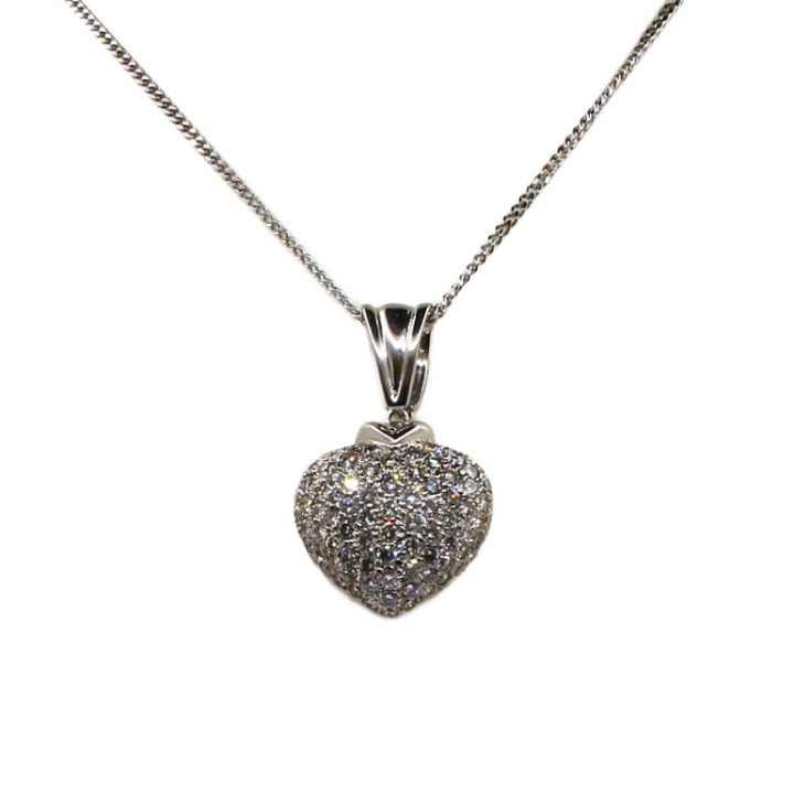 14ct White Gold Diamond Heart Pendant 2.15ct Total