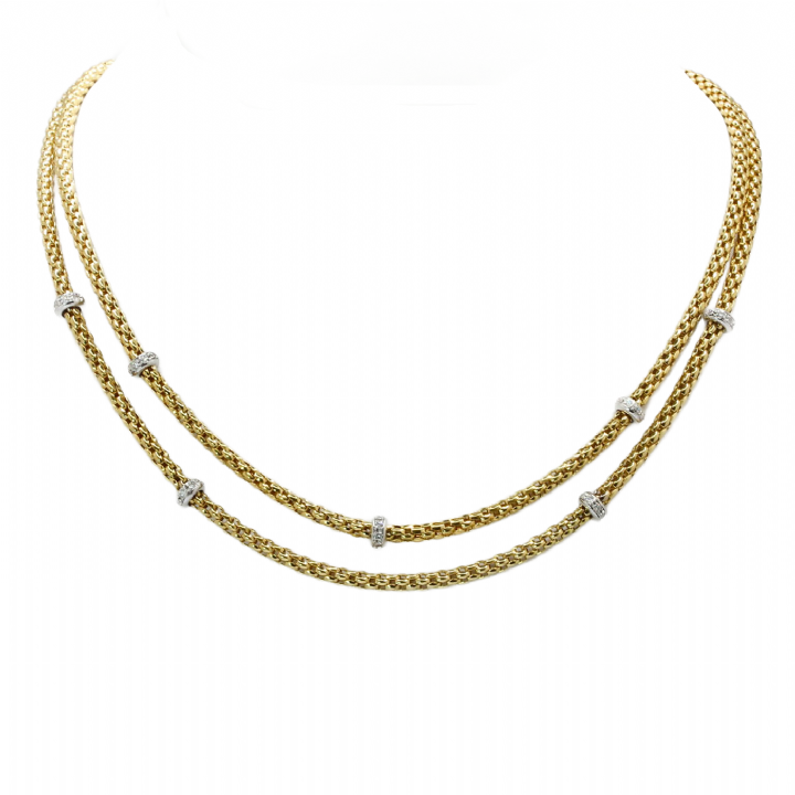 Pre-Owned 18ct Yellow Gold Diamond Fope 'Flex it Prima' Necklace 1607758