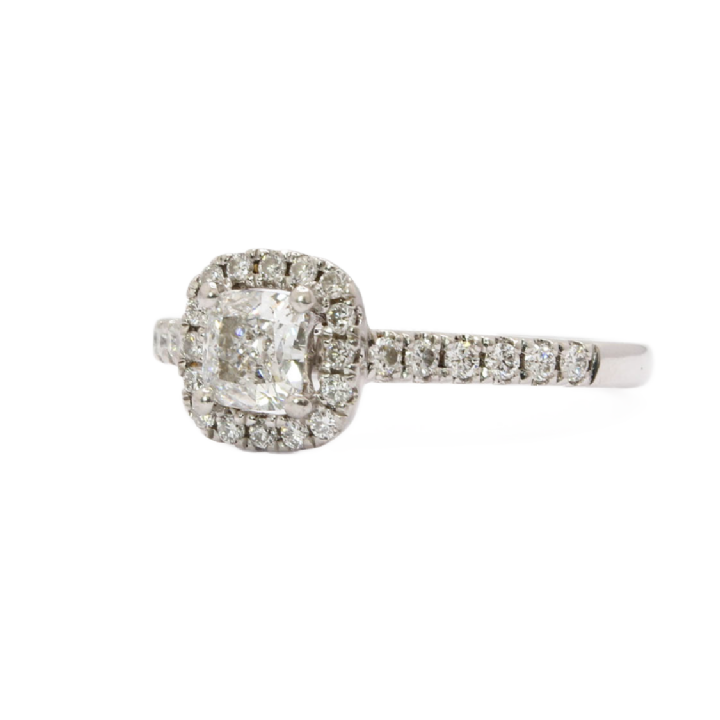 Pre-Owned Platinum Diamond Halo Ring 0.85ct Total 1605677