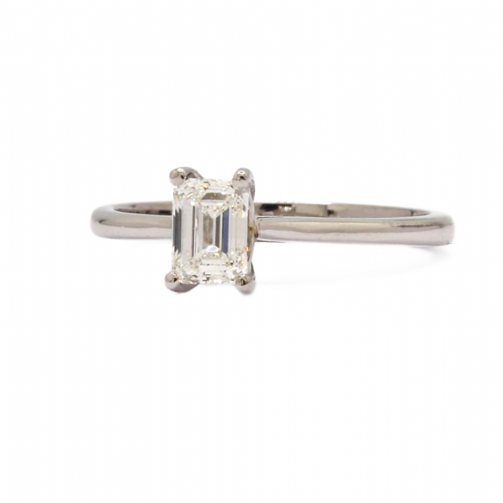 Pre-Owned Platinum Diamond Emerald Cut Solitaire Ring 0.53ct 1601621