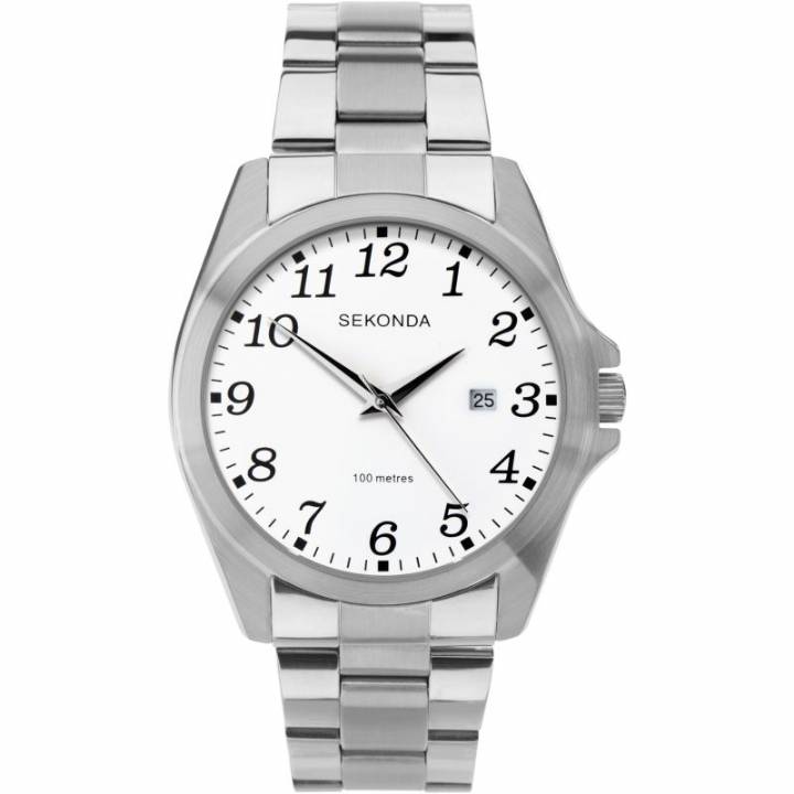 Sekonda Mens White Dial Full Figure Bracelet Watch Was £59.99