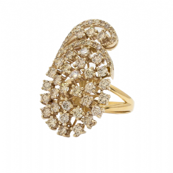 Pre-Owned 14ct Yellow Gold Diamond Dress Ring Total 2.50ct