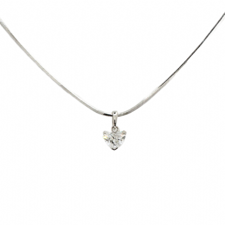 Pre-Owned 18ct White Gold Diamond Heart Pendant &  18
