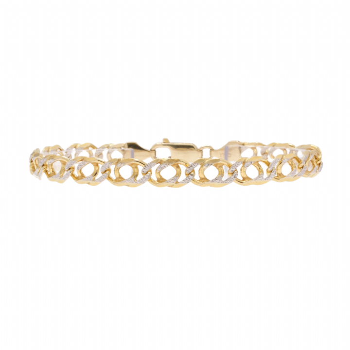 Pre-Owned 9ct 2-Colour Gold Double Link Bracelet 1503754