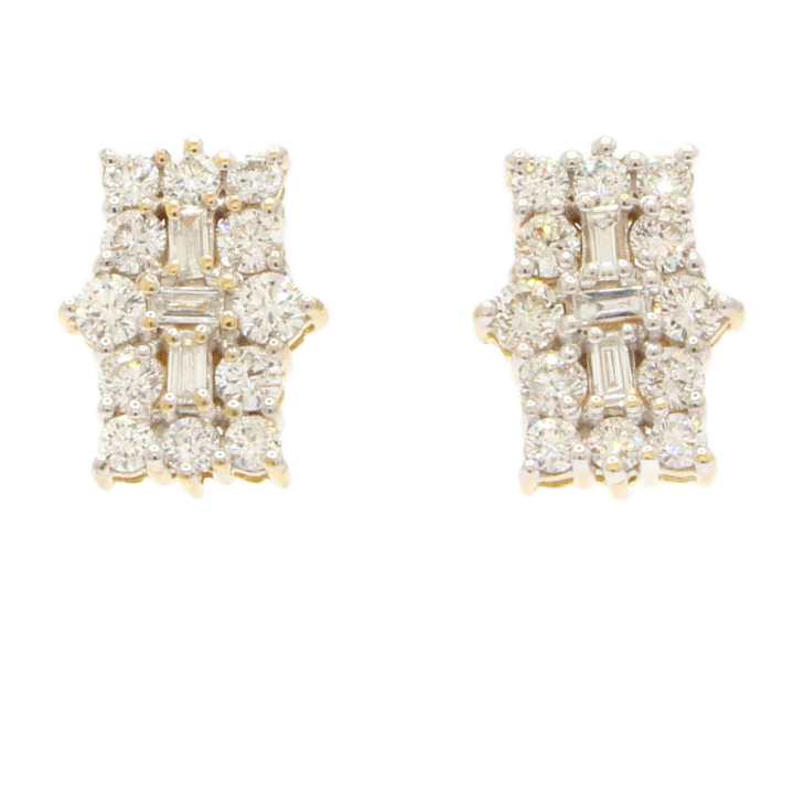 Pre-Owned 18ct Yellow Gold Diamond Cluster Earrings Total 0.84ct 1607799