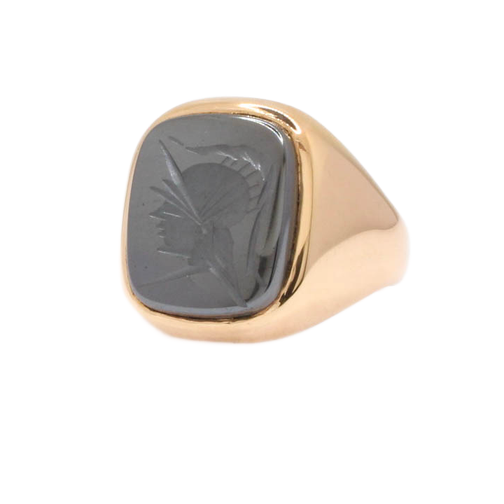 Pre-Owned 9ct Yellow Gold Hematite Signet Ring 7008108
