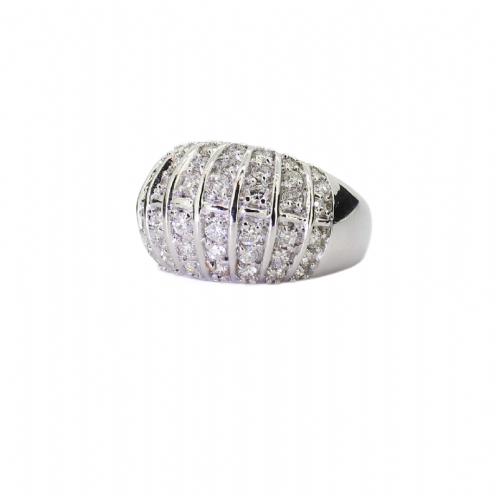 Pre-Owned 14ct White Gold Diamond Dome Shaped Ring, 1.70ct