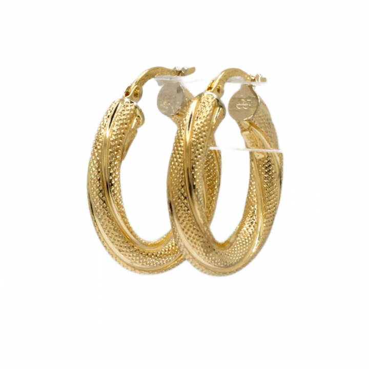 Pre-Owned 18ct Yellow Gold Hollow Patterned Hoop Earrings