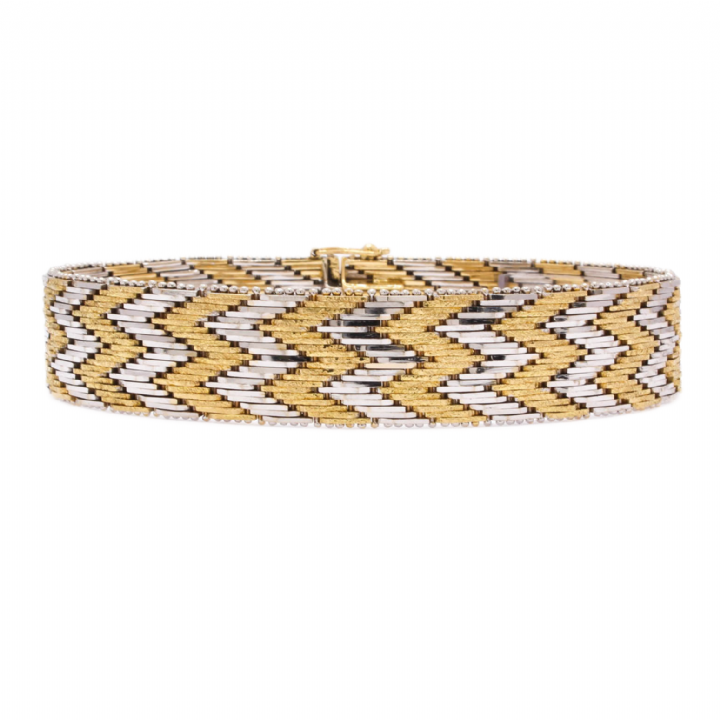 Pre-Owned 18ct Yellow & White Gold Zig-Zag Bracelet
