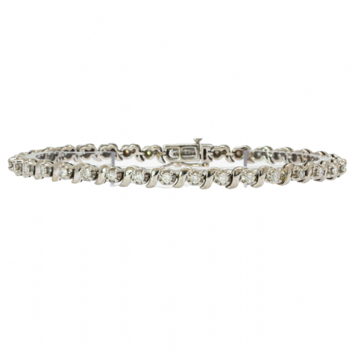 Pre-Owned 18ct White Gold Diamond Fancy Bracelet 1.25ct