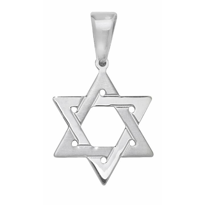 New Silver Plain & Satin Star Of David Pendant 1102374