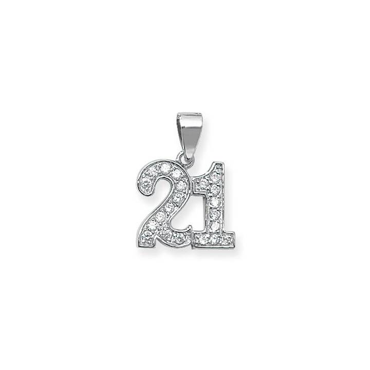 New Silver Stone Set '21' Pendant