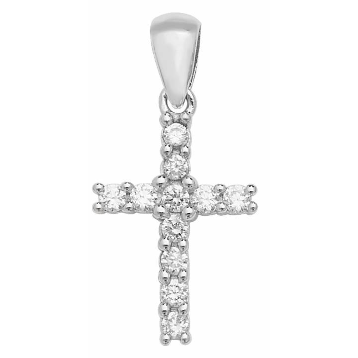 New Silver Stone Set Cross Pendant