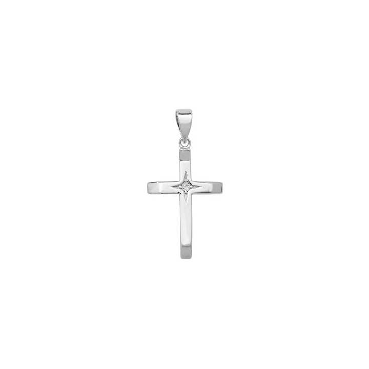 New Silver Stone Set Centre Cross Pendant 1102235