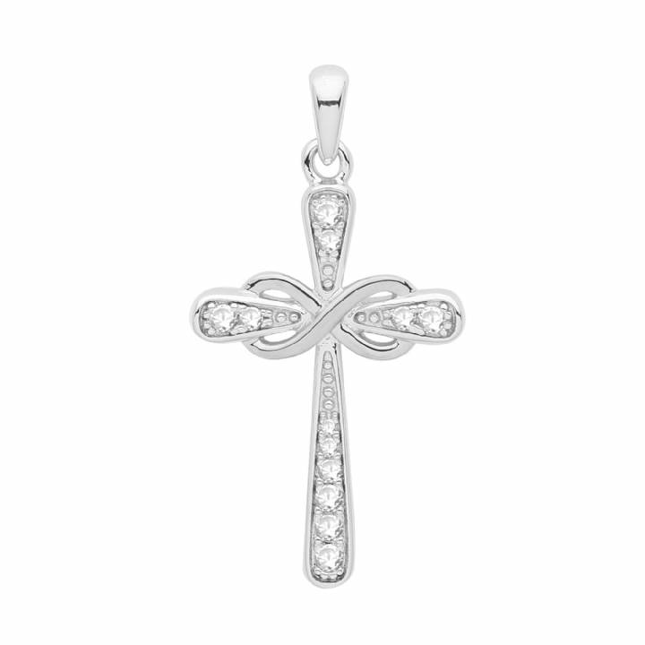 New Silver Stone Set Fancy Cross Pendant