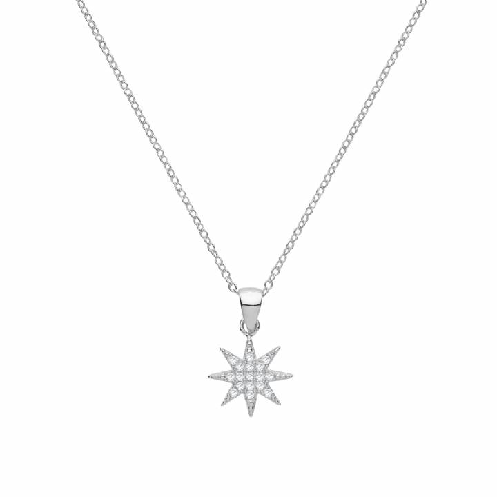 New Silver Stone Set Star Pendant & Chain 1102405